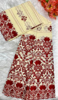 Salouva crème motif bordeaux brillant