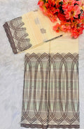 Tissu brodé crème motifs géométriques dorés