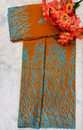 Salouva orange motif corail bleu clair