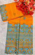 Salouva orange rachi motif bleu corail